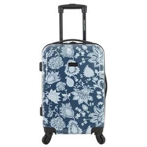 Dalia Collection Navy and White Floral Rolling Shoulder Bag 22”travel bag